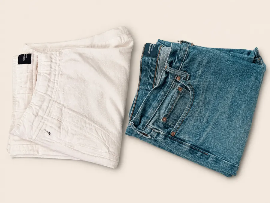Light trousers and blue jeans