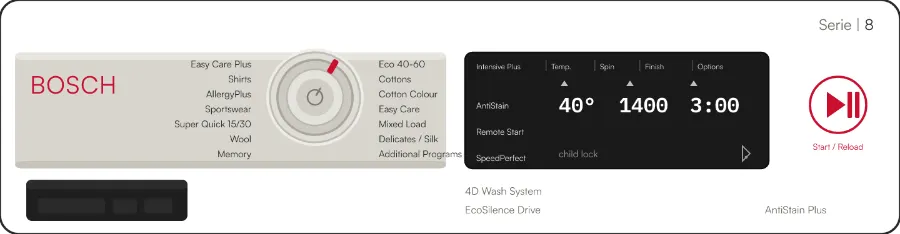 Bosch WAX32GH4GB control panel