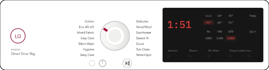 LG F4V309WNW control panel