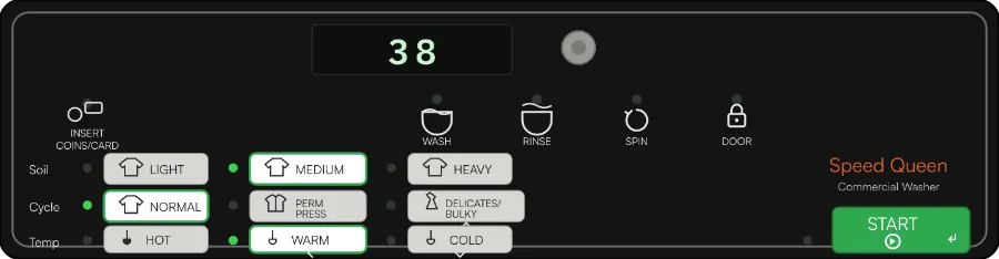 Speed Queen SFNNCASP116TW01 control panel